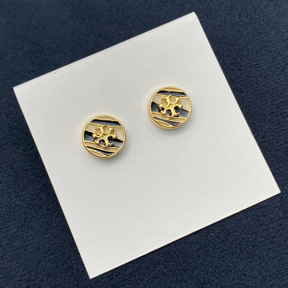 Tory Burch Inlaid Enamel Letter Earrings